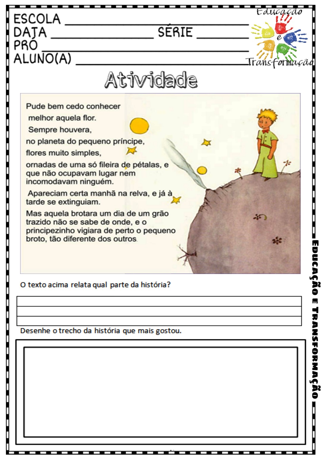 Blog Educação e Transformação 👍O Pequeno Príncipe atividades Blog Educação e Transformação 👍O Pequeno Príncipe atividades