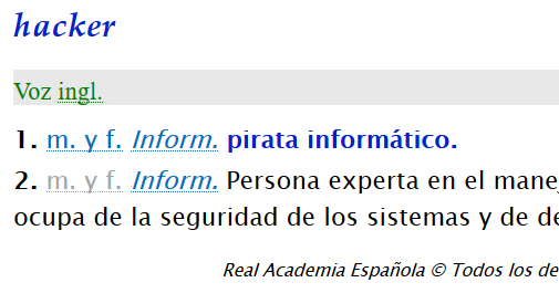 No, la palabra 'hacker' no significa 'criminal informático