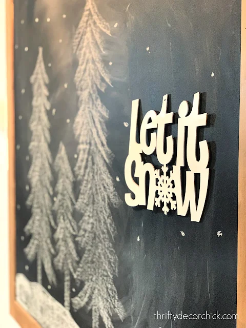 Snowy chalkboard design with trees