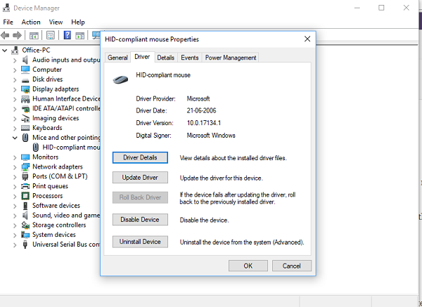 อัปเดตหรือย้อนกลับไดรเวอร์เมาส์ใน Windows 10