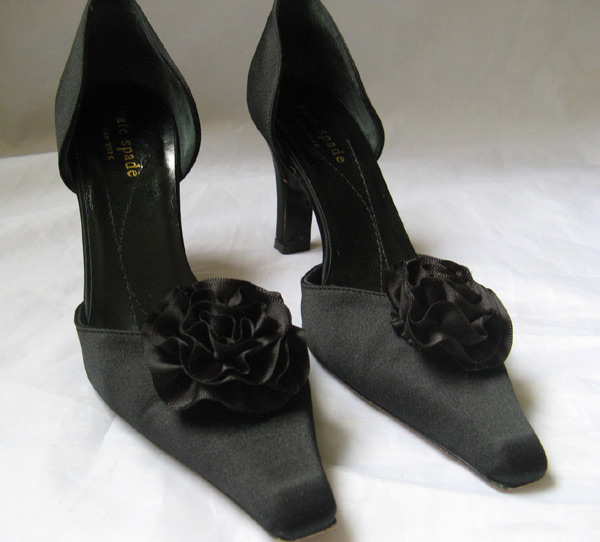 kate spade black heels with bow