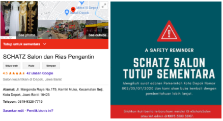 Tampilan informasi Schatz Salon di Google Bisnisku
