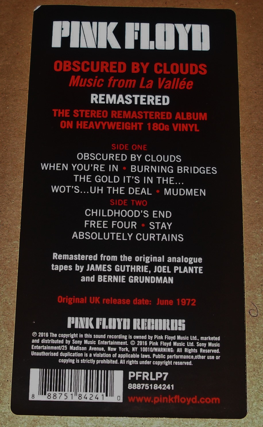 Jandrofloyd Pink Floyd Obscured By Clouds Vinyl Remastered 2016