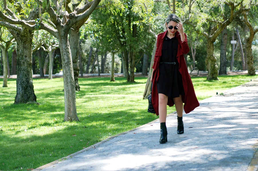 dress and burgundy trench littledreamsbyr working look