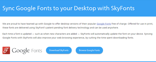 Skyfonts - Google 글꼴 검색