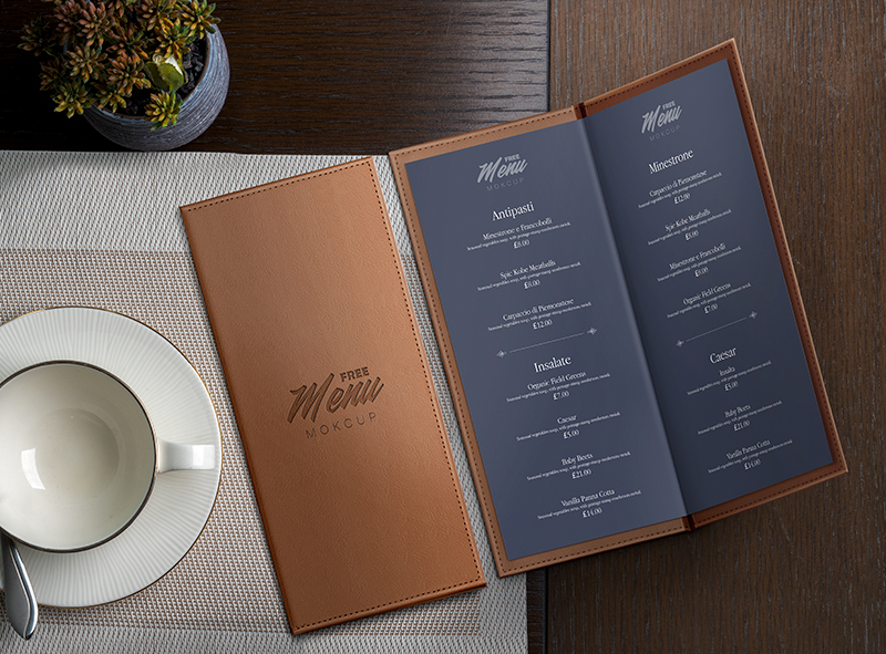 Free Restaurant Menu Mockup مبدعي الفوتوشوب