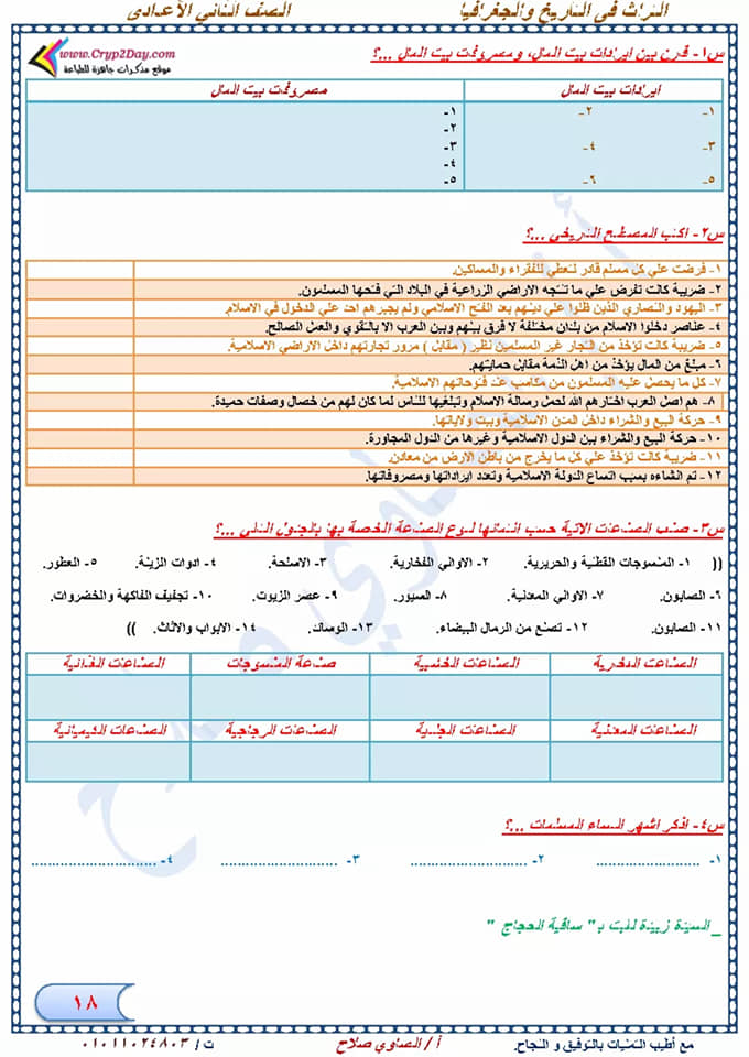مراجعة دراسات إجتماعية نهائية للصف الثاني الإعدادي لإمتحان شهر إبريل أ/ الصاوي صلاح  18
