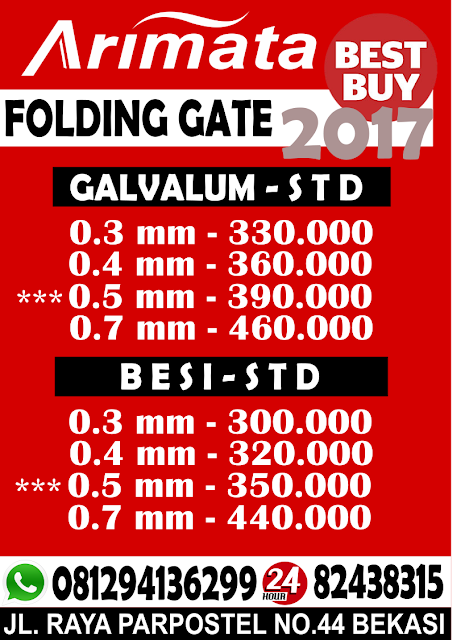 gambar daftar harga folding gate pondok gede