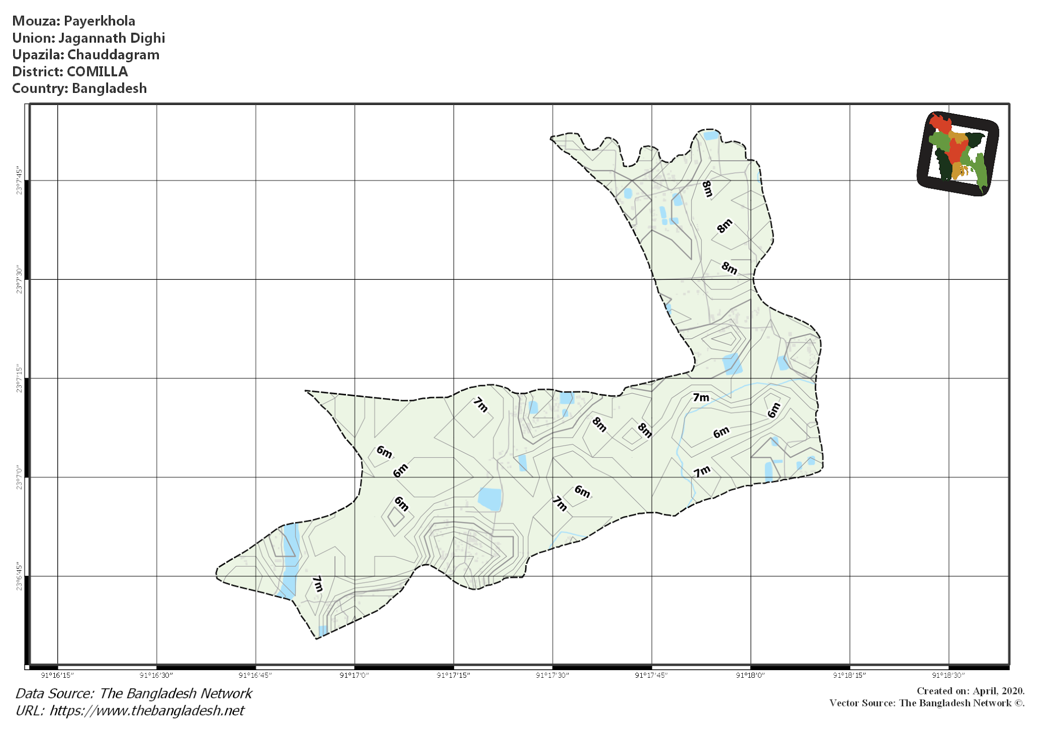 Map of Payerkhola Mouza of Chauddagram Upazila, COMILLA, Bangladesh.