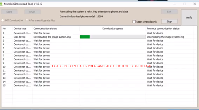 Cara Flash Oppo A37F Terkunci Pola Sandi dan Bootloop Menggunakan MsmDownloadTool Tested 100%