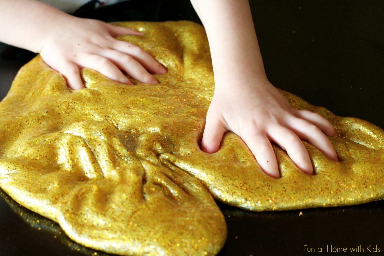 Golden Glitter Slime from Fun at Home with Kids