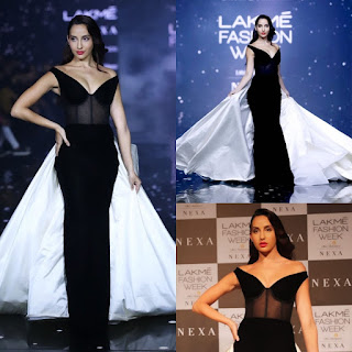Nora fatehi in Black out fit Lakme Fashion Week