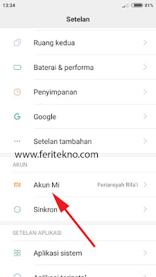 cara menghapus akun mi di hp xiaomi 2