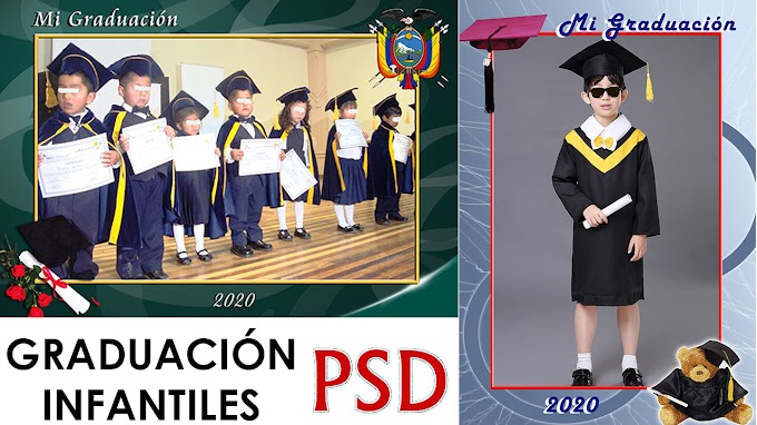 20 Marcos para Graduación Infantil, aprenda "CREAR MASCARA DE RECORTE" en photoshop