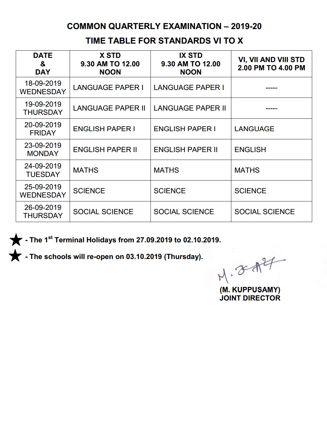 Fitfab 8th Board Exam Time Table 2019 Tamil Nadu