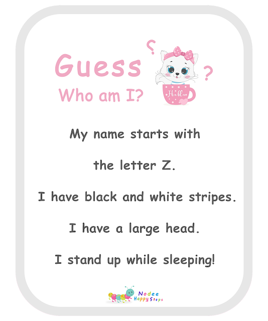 Guessing for Kids -  Who am I? - I am a Zebra