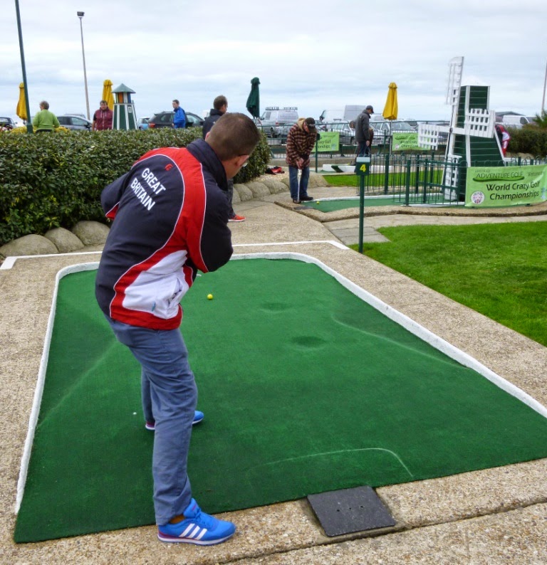 Richard Gottfried playing hole 4 at the 2014 World Crazy Golf Championships in Hastings