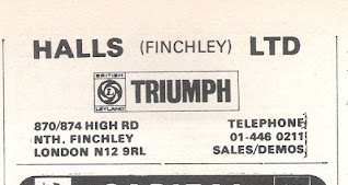 Halls of Finchley advert from Motor 05 May 1973