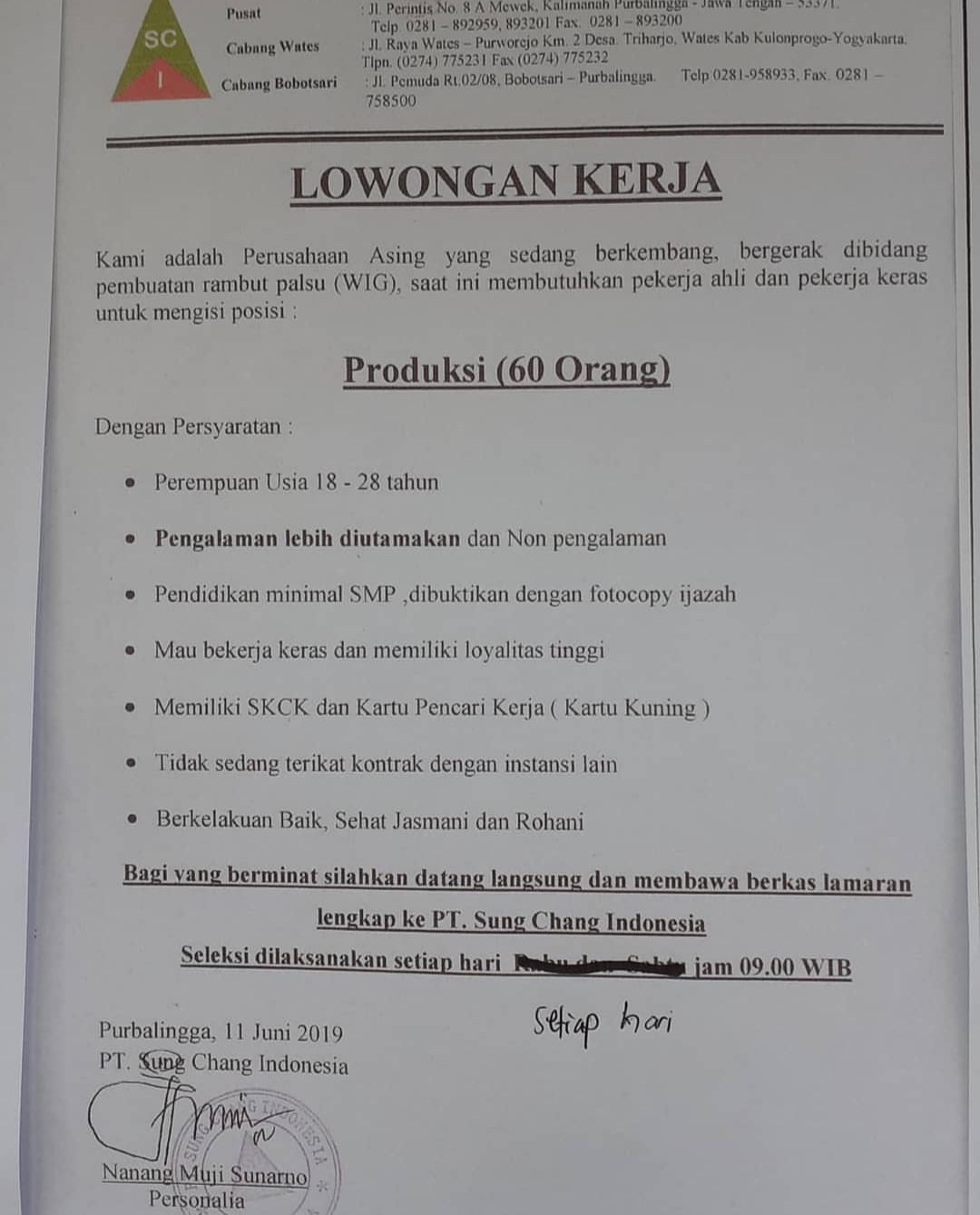 Loker Purbalingga Pabrik Wig : Lowongan kerja di purbalingga mei 2021