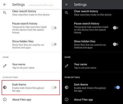 How to enable dark mode on Google Files App