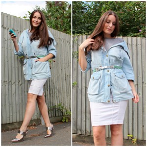 Denim parka and silvery accents