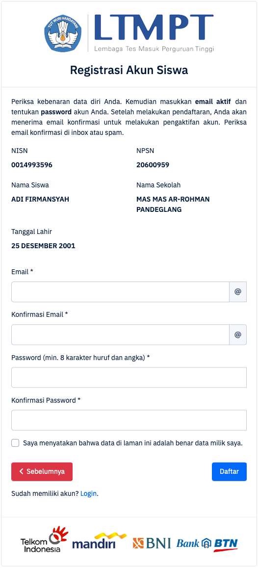 Download Panduan Cara Registrasi Dan Verifikasi Akun Siswa Di Ltmpt 2021 Pdf Snmptn Utbk Sbmptn Tahun 2021