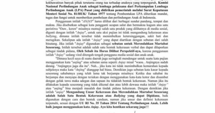 Kata Anjay Dilarang Oleh Komnas Pa Ini Alasannya Pecut