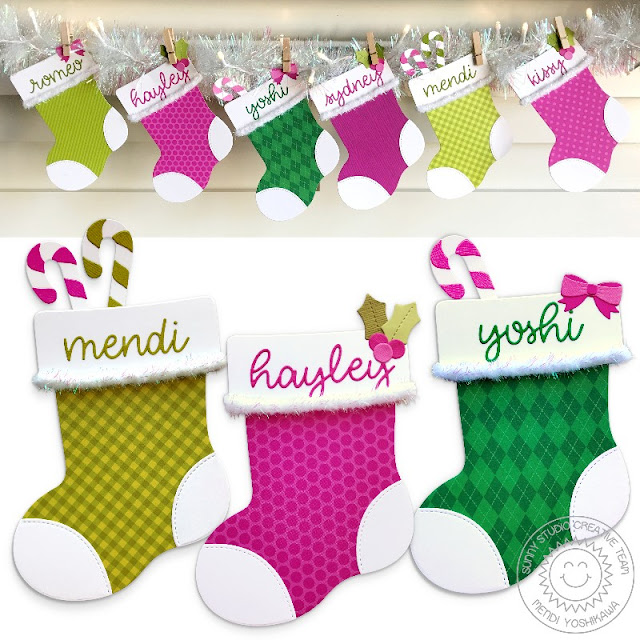 Sunny Studio Stamps: Santa's Stocking Christmas Holiday Banner by Mendi Yoshikawa