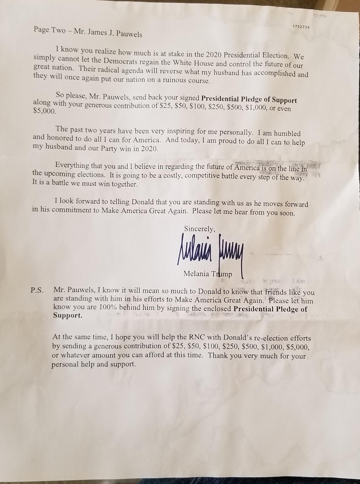 NewGathering: A letter from Melania