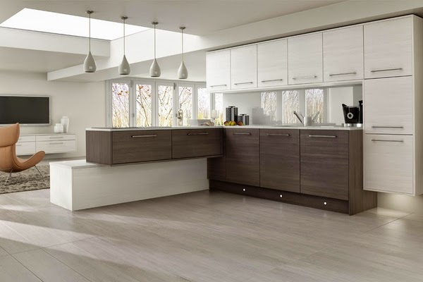 Kitchen with furniture in two colors