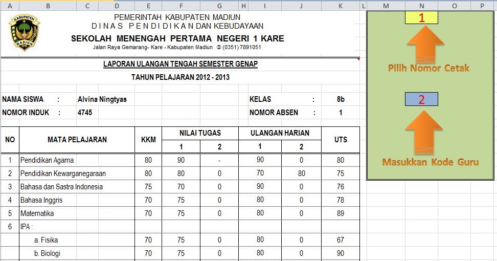 Good Contoh Nilai Raport Yang Diterima Snmptn