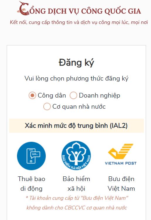 đăng ký tài khoản tại cổng dịch vụ công Quốc Gia h1