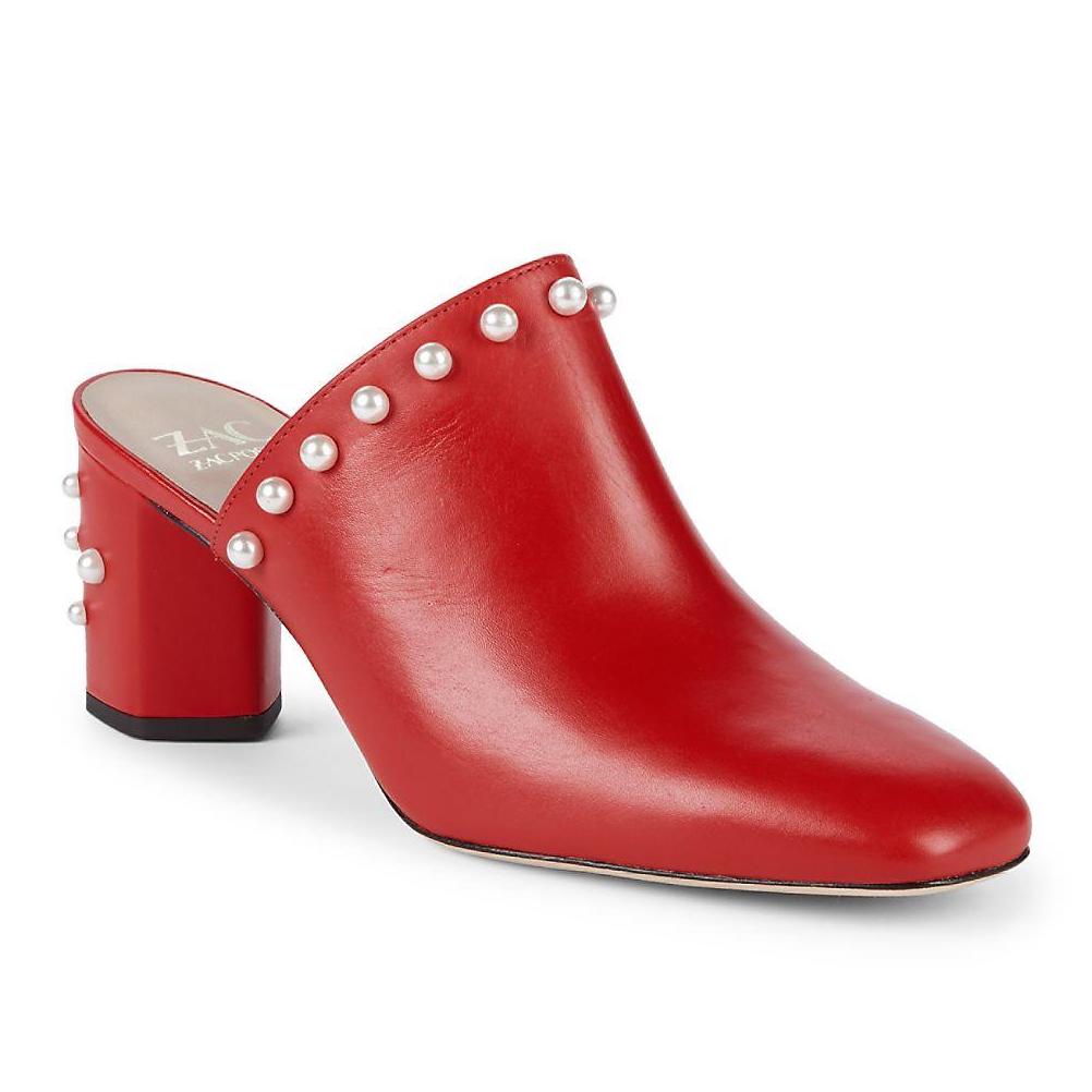 red pointed mules