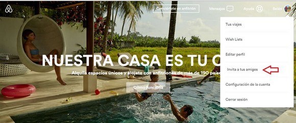 Invita a tus amigos y consigue dinero Airbnb