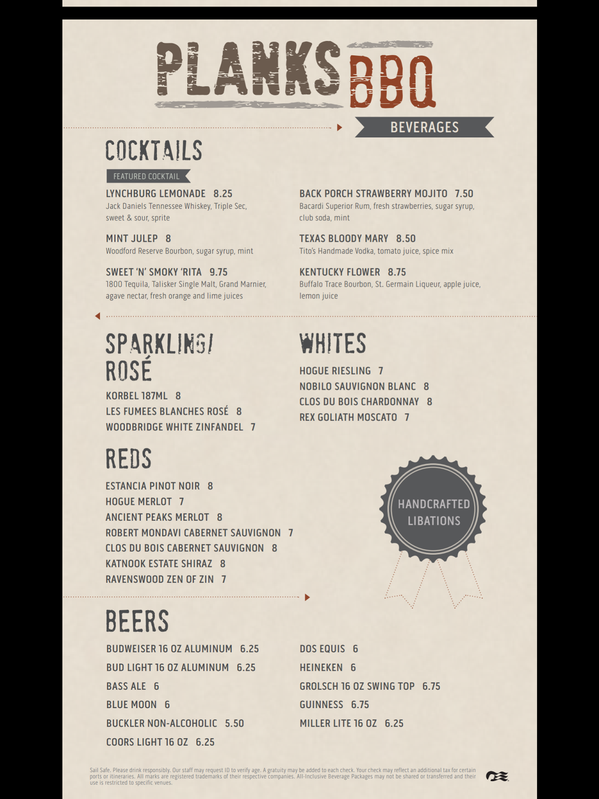 Vickie and Bernie Travel New Specialty Restaurant Menus on Caribbean