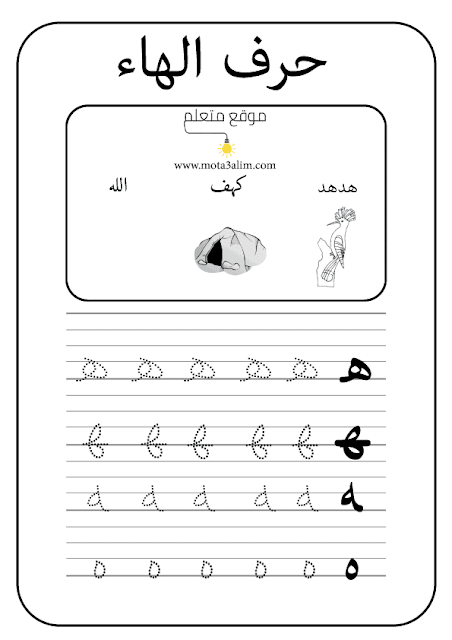 ملزمة حروف اللغة العربية الهجائية منقطة بالاسطر