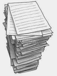Drawing of a pile of printed A4 papers, a very tall pile!
