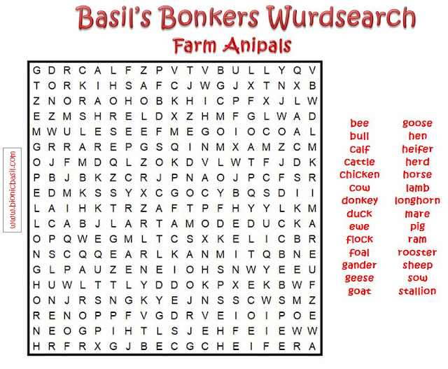 Brain Training with Professor Basil #64 Wurdsearch Farm Anipals @BionicBasil®Downloadable Puzzle Fur Purrsonal Use