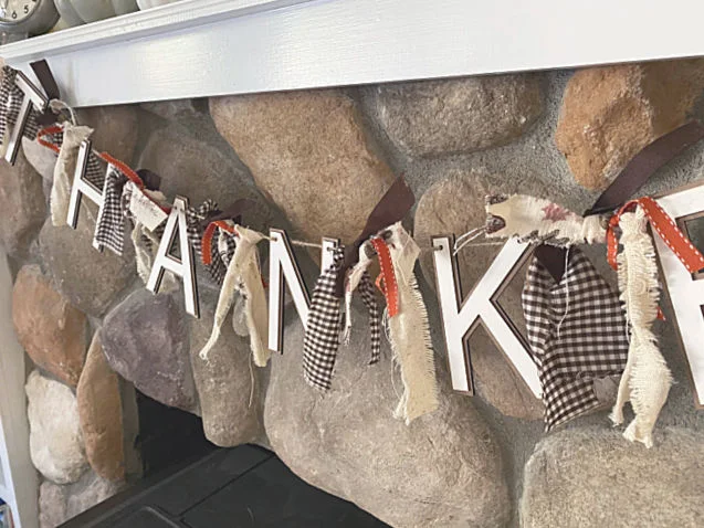 Thanksgiving banner with strips between the letters
