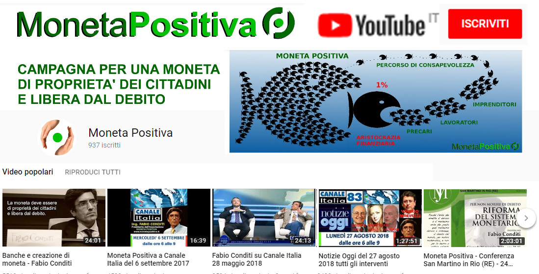 Canale YouTube MONETA POSITIVA