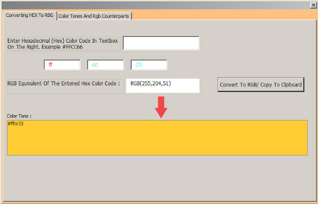 excel hex to rgb