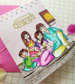 Diwali card, Time out challenges, Diwali Crafts, Handmade Diwali cards,  Craftangles,Copic markers,Quillish,