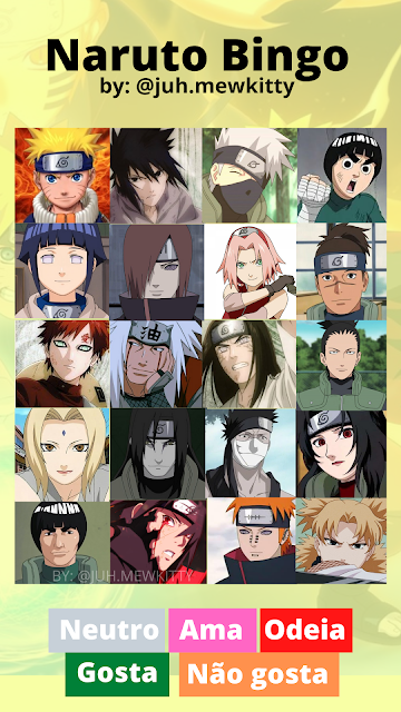 Template bingo de animes - Naruto