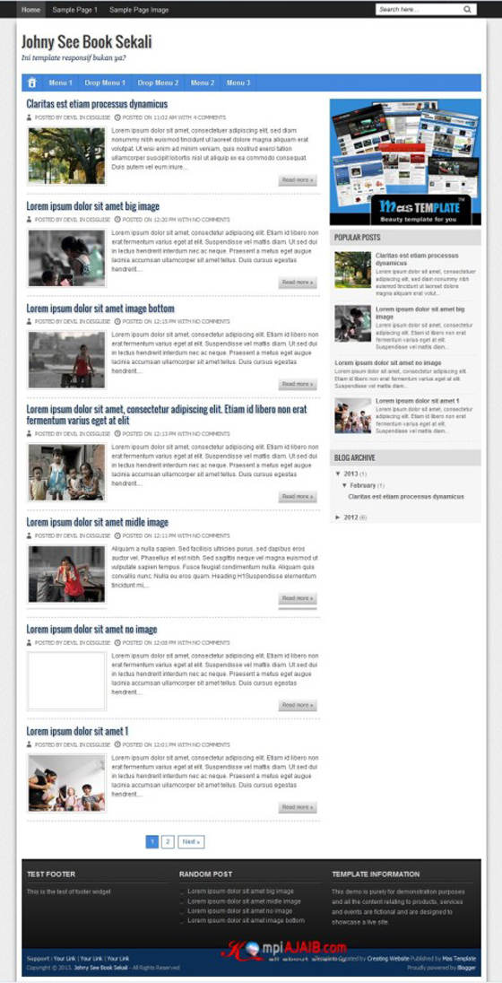 Screenshot Johny See Book Sekali, Blogger Template Yang Responsive Johny See Book Sekali