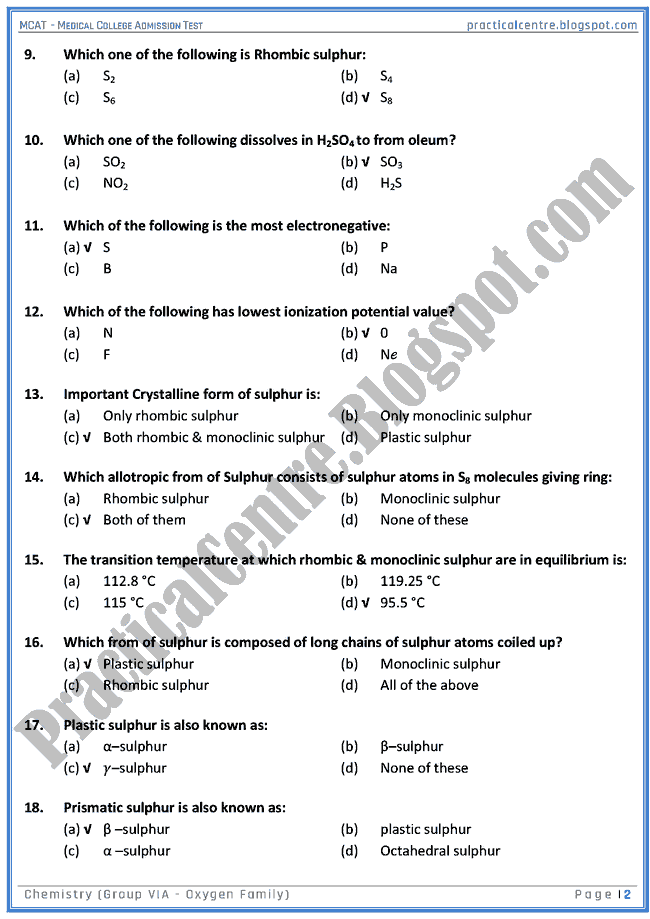 mcat-chemistry-group-vi-a-oxygen-family-mcqs-for-medical-college-admission-test