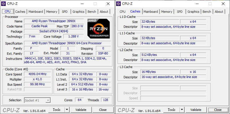 AMD Ryzen Threadripper 3990X cpuz