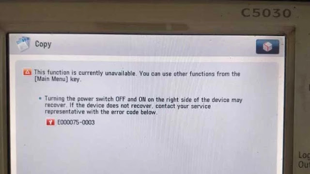 How to clear E000075 error Code Canon IR advance C5045, C5251