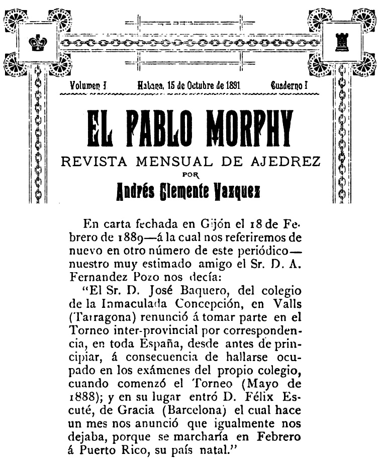 15/10/1891 - El Pablo Morphy, página 14 15/10/1891 - Revista El Pablo Morphy, página 14
