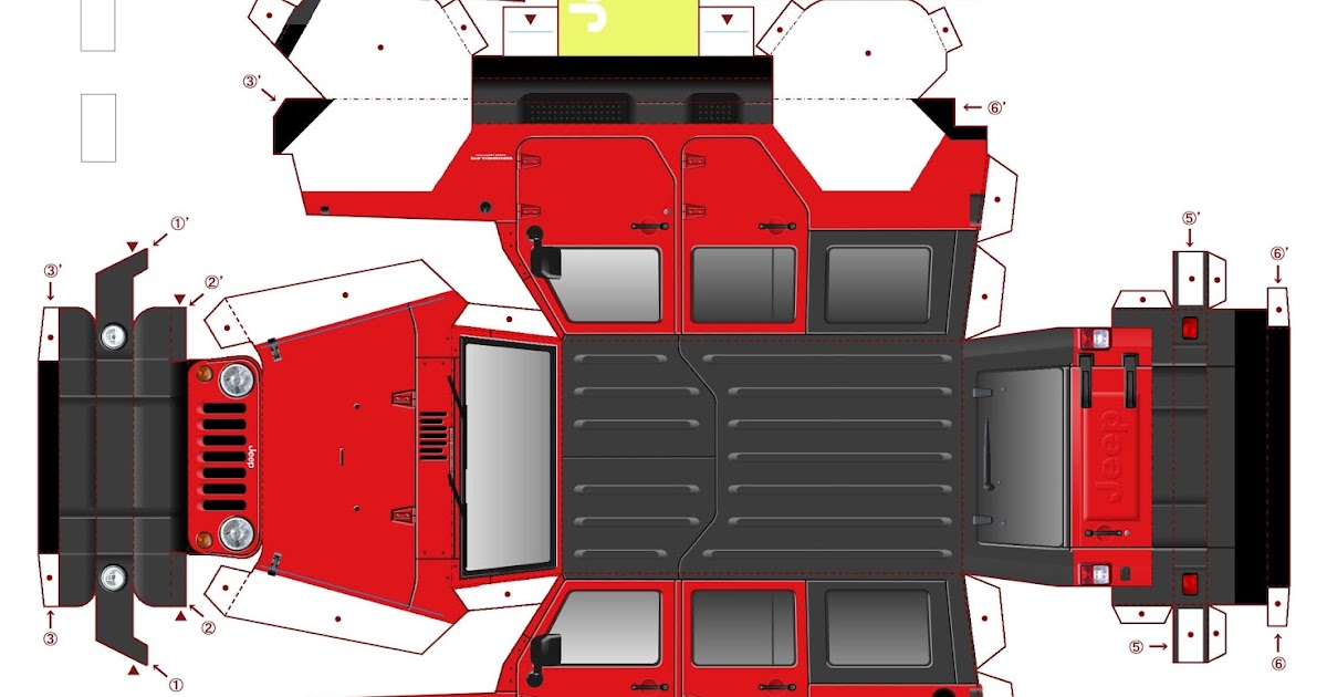 SP. Papel Modelismo PaperCraft Jeep Wrangler red