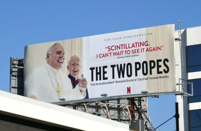 The Two Popes film FYC billboard Sunset Strip Two Popes film FYC billboard
